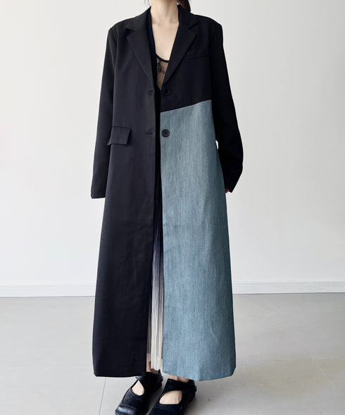 Contrast Paneled Tailored Coat